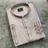 Embroidered and Striped Camaka Silk Panjabi